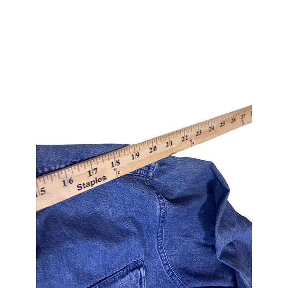 intage 90s Mars Landing II Faded Denim Shirt Womens XL Cotton - Picture 4 of 6